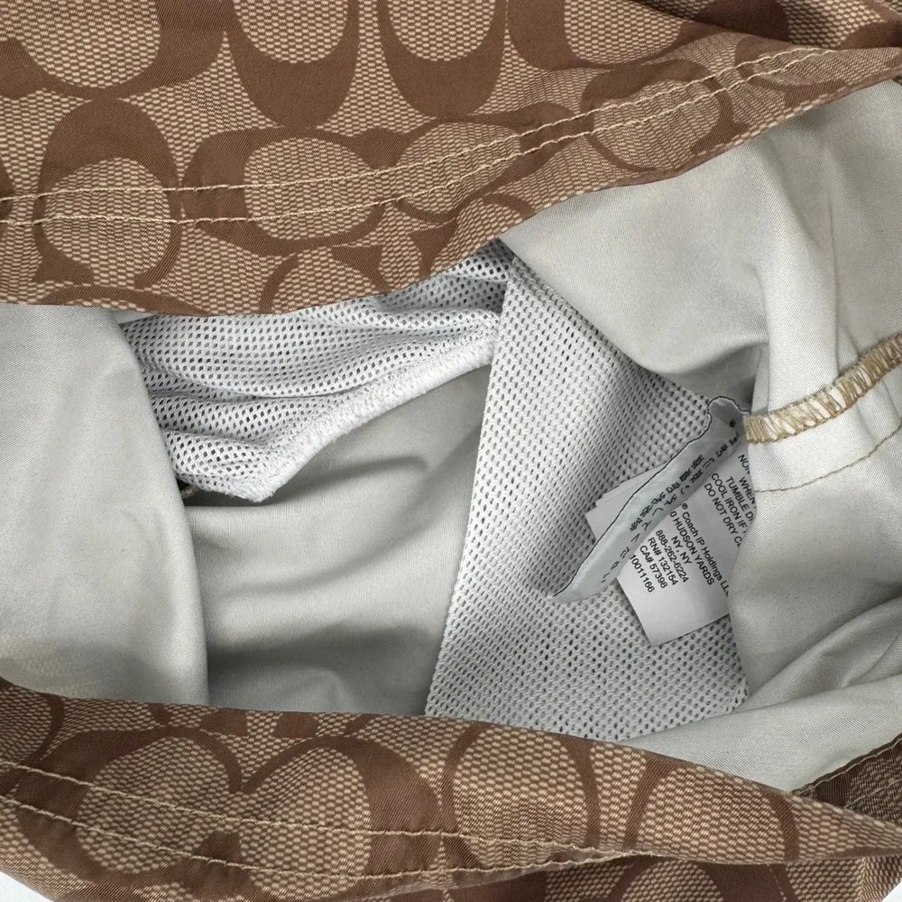 Coach Signature Monogram Swim Shorts Brown Tan C3047 Mens XS Luxury Trunks